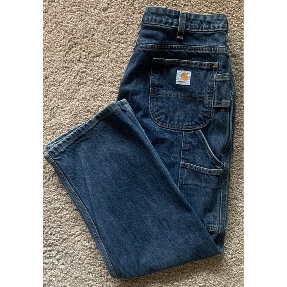 SOLD!!!Carhartt Women’s Size 12X28 Carpenter Blue Jeans Mid Rise WB013 VIO 30x28 - Picture 1 of 11